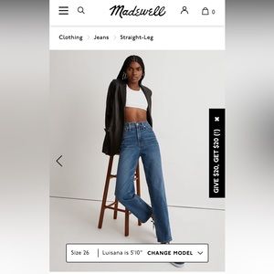 NWT madewell The Perfect Vintage Straight Jean in Mayfield Wash